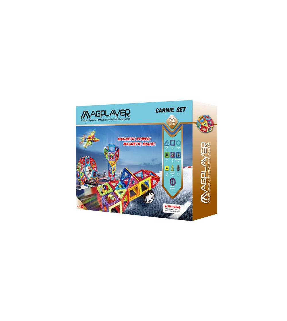 Joc de constructie magnetic MagPlayer - 72 piese - Jucarii magnetice