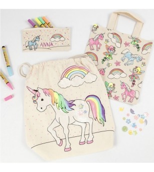 Rucsac panza pentru colorat - model Unicorn - Art and crafts Rucsac panza pentru colorat - model Unicorn - Art and crafts