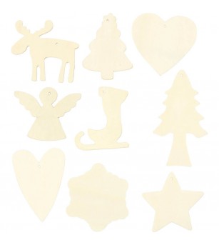 Set 9 ornamente Craciun din lemn, 7-8 cm - Seturi Crăciun Set 9 ornamente Craciun din lemn, 7-8 cm - Seturi Crăciun