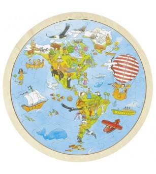Puzzle circular din lemn - Calatorie prin lume - Puzzle-uri