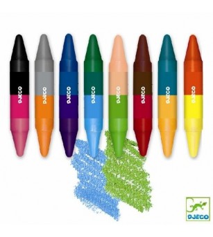 Creioane de colorat duble Djeco - Carioci și creioane colorate