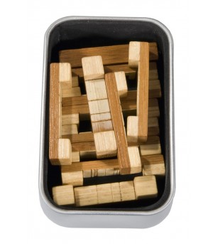 Joc logic IQ din lemn bambus in cutie metalica-8 - Jocuri logică