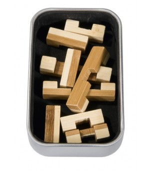 Joc logic IQ din lemn bambus in cutie metalica-9 - Jocuri logică