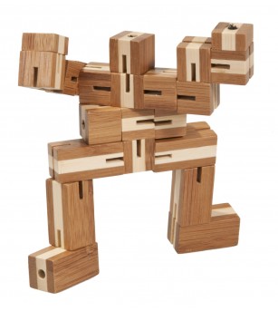 Joc logic puzzle 3D din bambus - Flexi-cub - Jocuri logică
