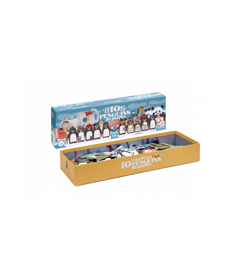 Puzzle progresiv 1,2,3..10 pinguini Londji - Puzzle-uri