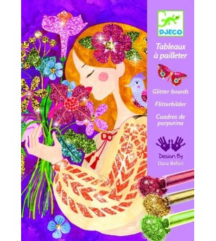 Atelier creativ cu sclipici, Parfumul florilor - Seturi cu nisip colorat și sclipici