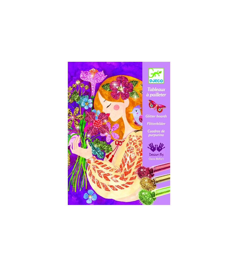 Atelier creativ cu sclipici, Parfumul florilor - Seturi cu nisip colorat și sclipici