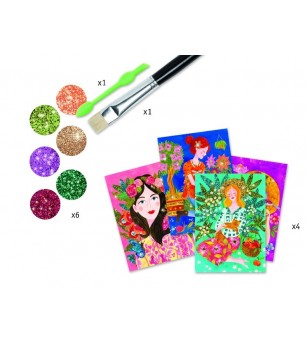 Atelier creativ cu sclipici, Parfumul florilor - Seturi cu nisip colorat și sclipici