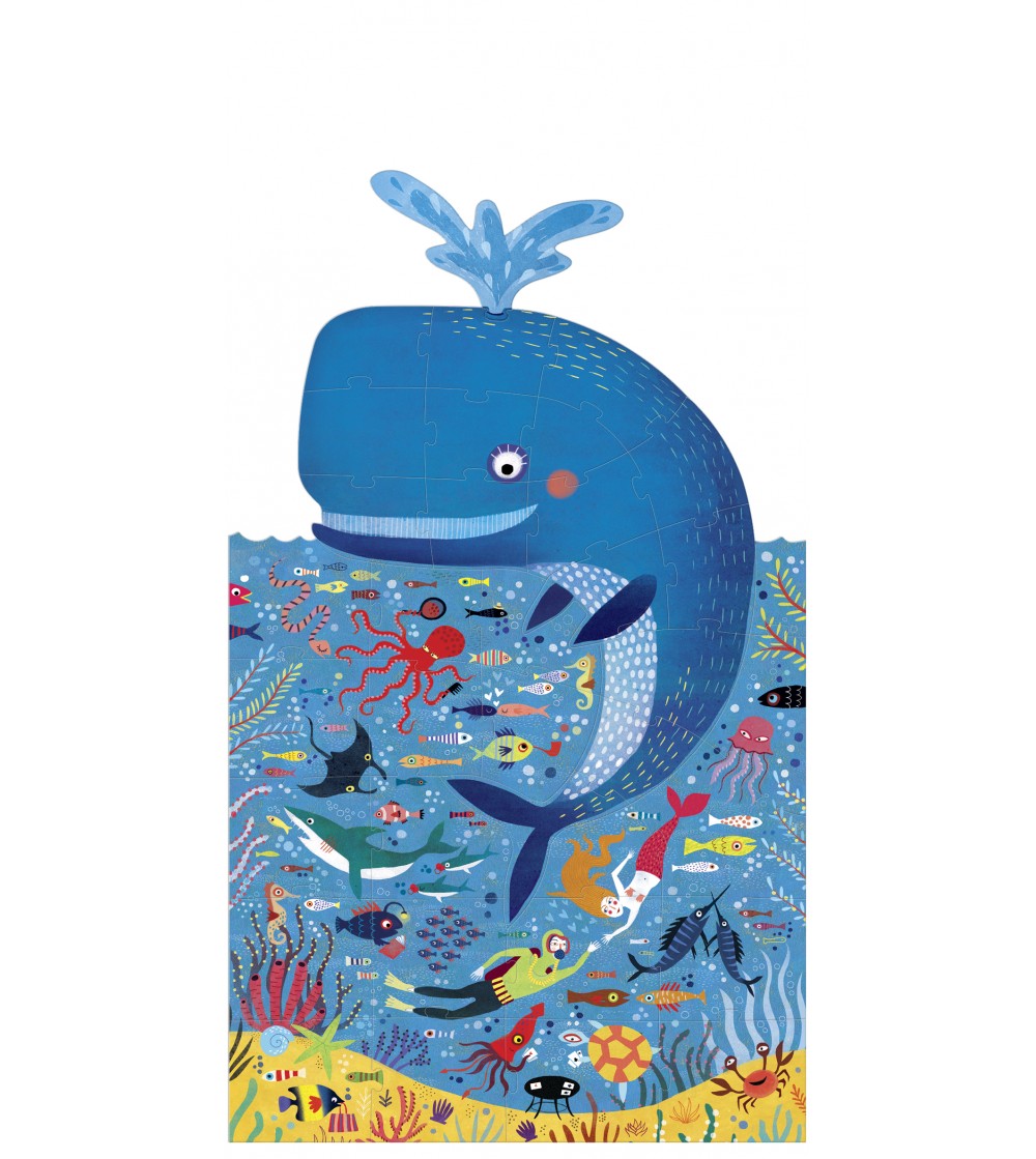 Puzzle Londji, Balena albastra in ocean - Puzzle-uri