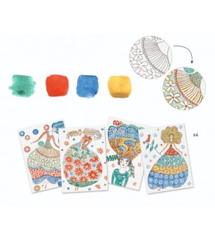 Atelier creativ de pictura Djeco, Rochii cu flori - Seturi de pictura și desenat