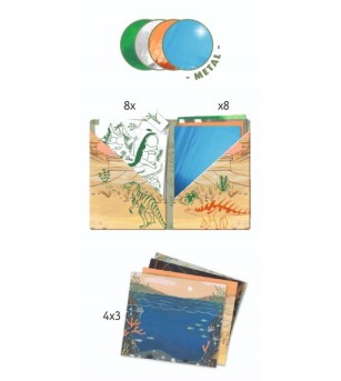 Set creativ transfer Djeco, Dinozauri - Seturi cu hârtie și quilling