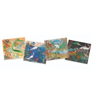 Set creativ transfer Djeco, Dinozauri - Seturi cu hârtie și quilling