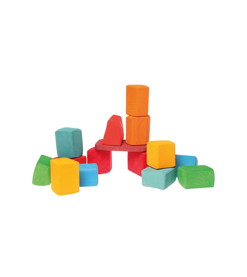 Set Waldorf de constructie cu 15 forme neregulate - Jucării de lemn si Montessori