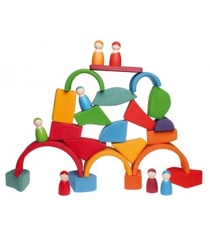 Set Waldorf de constructie cu 15 forme neregulate - Jucării de lemn si Montessori