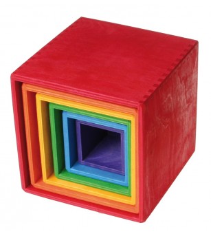 Set mare de cutii colorate curcubeu - Jucării de lemn si Montessori