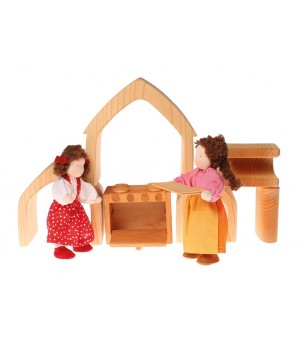 Casuta papusilor, natur - Jucării de lemn si Montessori