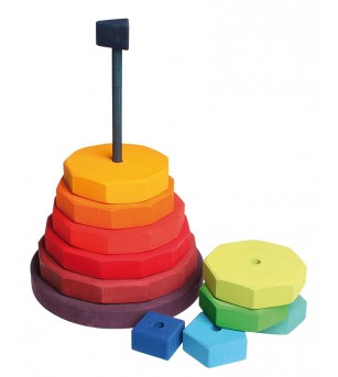 Turn gigant de stivuit cu forme geometrice - Jucării de lemn si Montessori