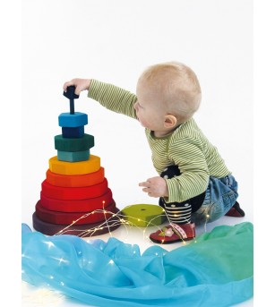 Turn gigant de stivuit cu forme geometrice - Jucării de lemn si Montessori