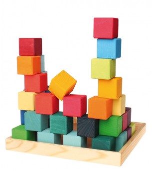 Cuburi Mozaic, mediu - Jucării de lemn si Montessori