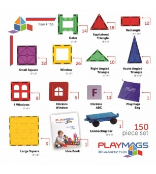 Set Playmags 150 piese magnetice de construcție - Jucarii magnetice