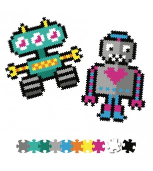 Set micro-puzzle Jixelz Fat Brain Toys 700 piese Roboti - Puzzle-uri