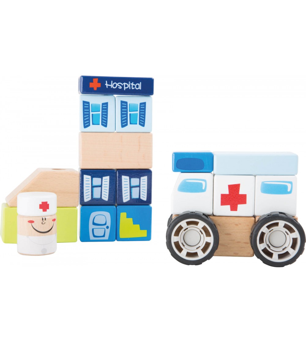 Set de constructii din lemn Legler Small Foot, Unitatea de urgenta - Jucării de lemn si Montessori