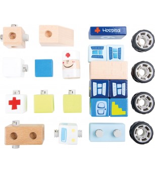 Set de constructii din lemn Legler Small Foot, Unitatea de urgenta - Jucării de lemn si Montessori