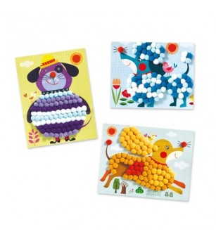 Atelier creativ Djeco, Catelusi pufosi - Seturi de cusut pentru copii