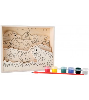 Set creativ din placaj de lemn Legler Small Foot, Dinozauri - Desen și pictură