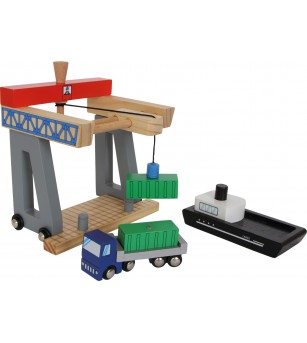 Set de joaca din lemn Legler, Terminal containere - Jucării de lemn si Montessori