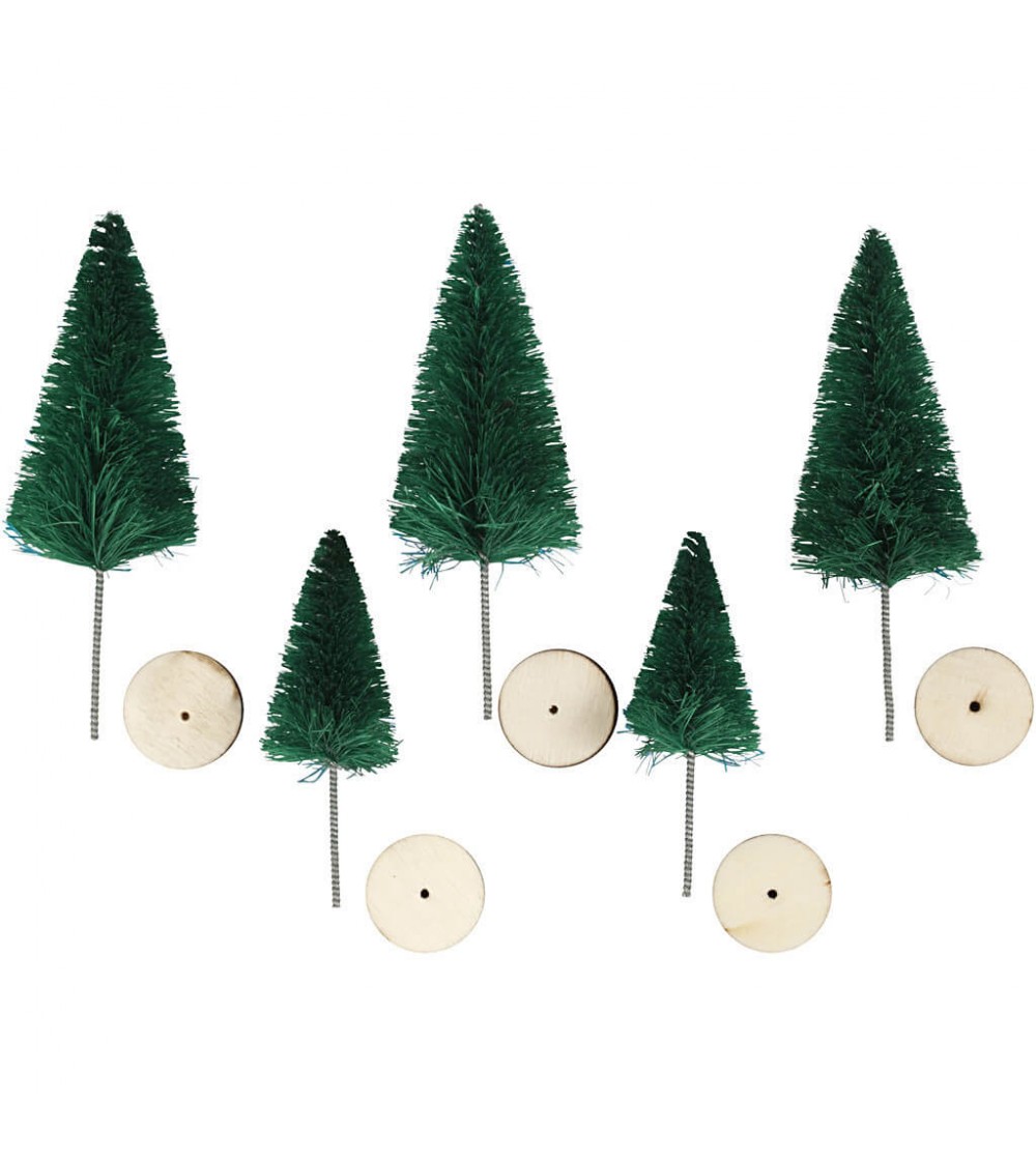 Set 5 braduti decorativi, verde - Seturi Crăciun Set 5 braduti decorativi, verde - Seturi Crăciun