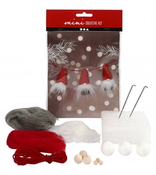 Mini kit DIY Ornamente Craciun - Spiriduși din lana - Seturi Crăciun
