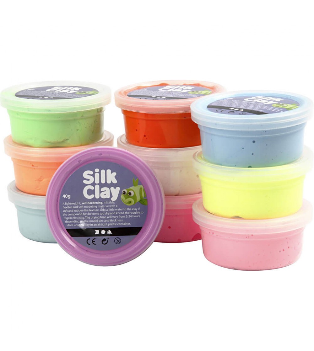 Set plastilina moale Silk Clay 10 culori de baza - Silk Clay