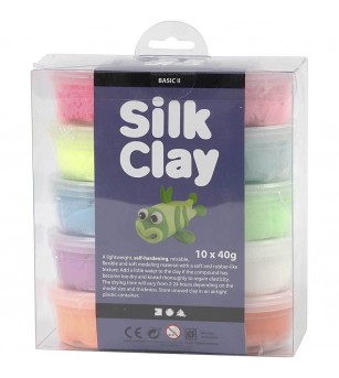 Set plastilina moale Silk Clay 10 culori de baza - Silk Clay