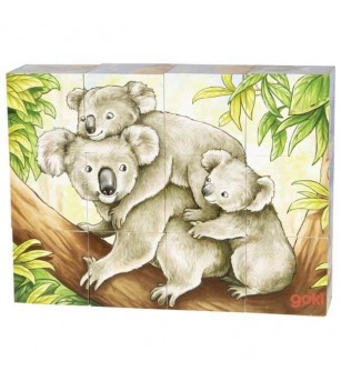 Puzzle cuburi Goki - Animale din Australia 12 piese - Jucării de lemn si Montessori