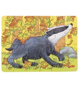 Set 6 puzzle-uri lemn Goki - Animale din padure - Puzzle-uri