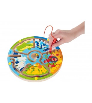 Labirint magnetic din lemn Goki - Numeram in gradina zoologica - Jucării de lemn si Montessori