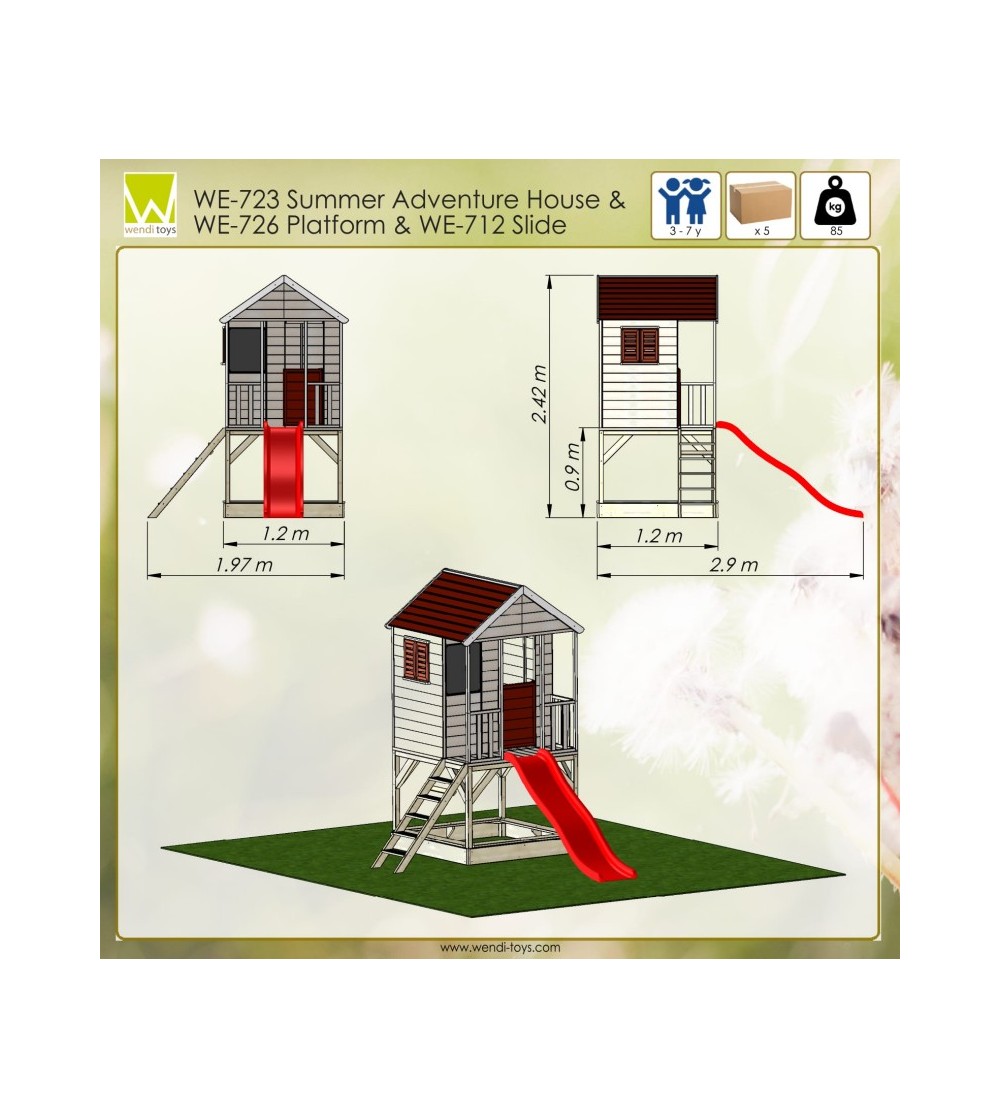 Casuta de gradina Summer Adventure House cu platforma cu loc pentru nisip si tobogan (M7) - Căsuță de grădină
