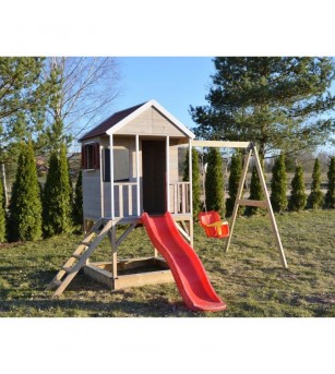 Casuta de gradina Summer Adventure House cu platforma cu loc pentru nisip, tobogan si leagan (M9) - Căsuță de grădină