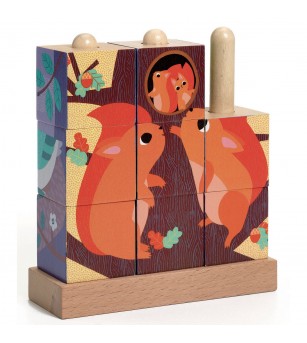 Puzzle vertical cu cuburi Djeco, Puzz-Up Forest - Puzzle-uri