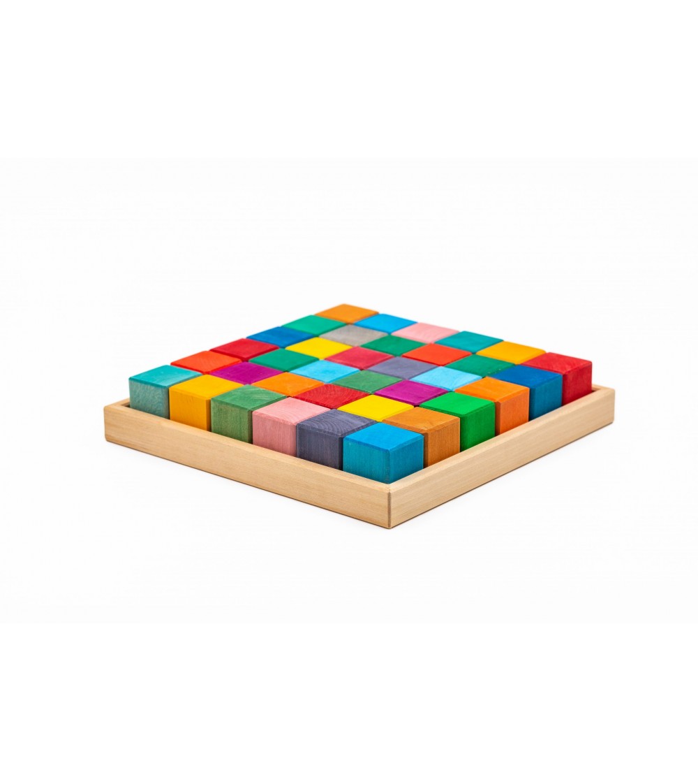 Set Handmade, 36 Cuburi in ladita - Jucării de lemn si Montessori