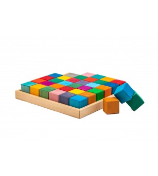 Set Handmade, 36 Cuburi in ladita - Jucării de lemn si Montessori