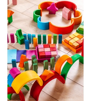 Set Handmade, 36 Cuburi in ladita - Jucării de lemn si Montessori