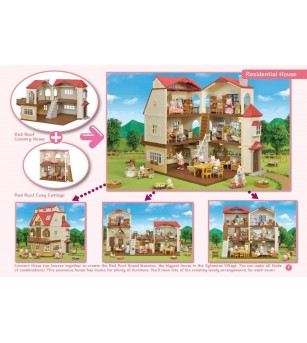 Sylvanian Families 5302 - Casa cu acoperis rosu - Figurine