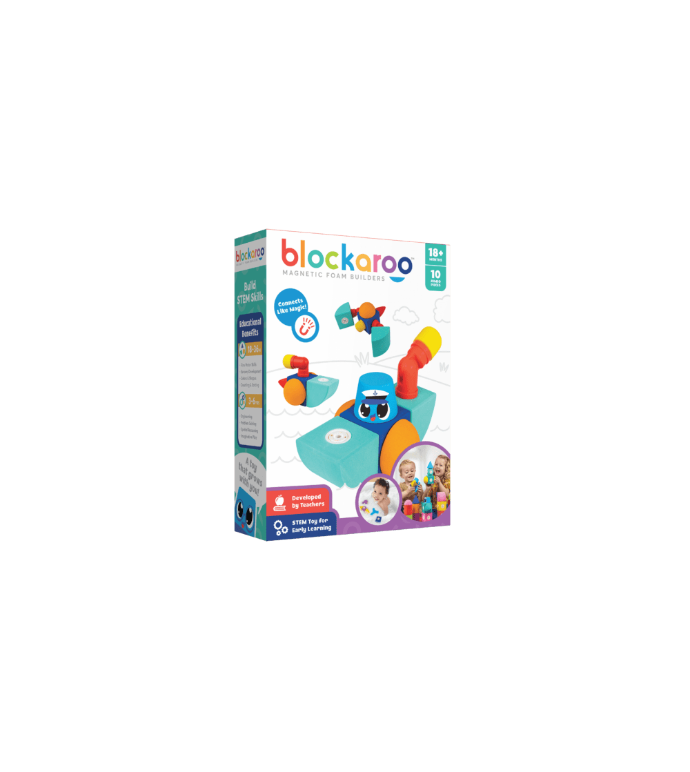 Set cuburi din spuma cu magnet Blockaroo, Barca 10 piese - Jucarii magnetice