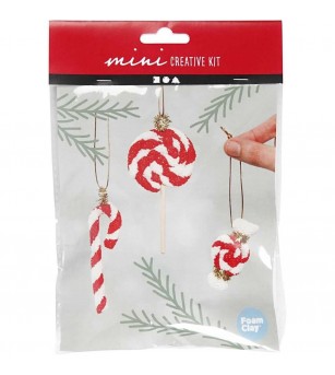 Mini kit creativ cu plastilina Foam Clay - Bomboane de pom - Seturi Crăciun