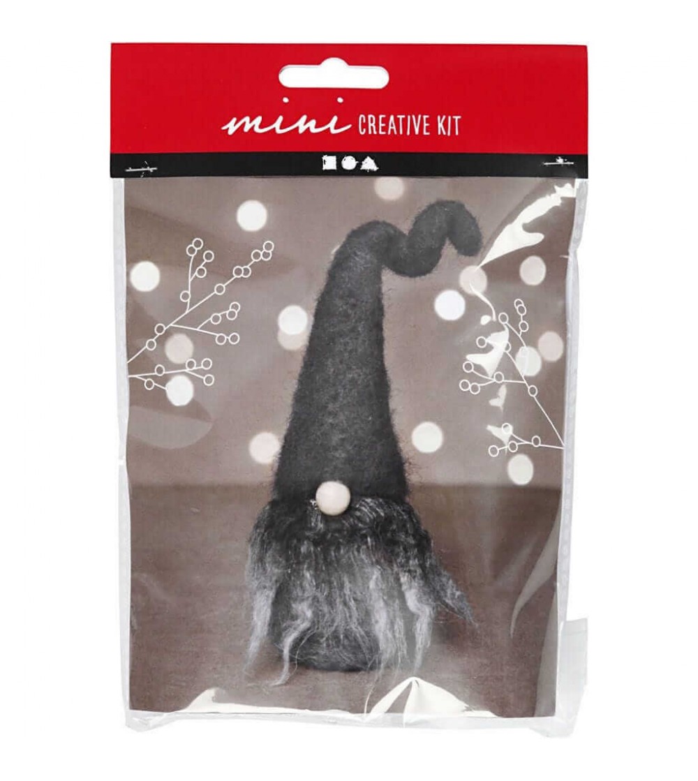 Mini kit DIY Ornamente Craciun - Gnom cu palarie gri - Seturi Crăciun