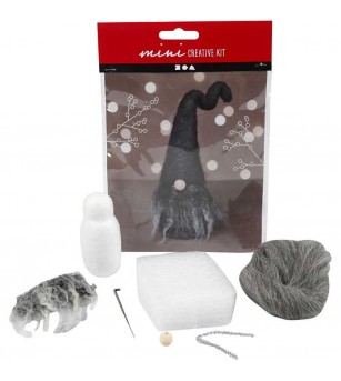 Mini kit DIY Ornamente Craciun - Gnom cu palarie gri - Seturi Crăciun
