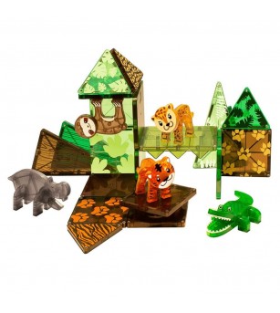 Set magnetic Magna-Tiles, Jungle Animals, 25 piese - Jucarii magnetice