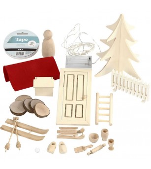 Kit creativ - cutie ornamente din lemn de Craciun, Elf - Seturi Crăciun Kit creativ - cutie ornamente din lemn de Craciun, Elf - Seturi Crăciun